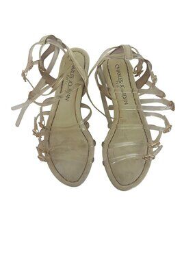 Charles Jourdan Strappy Clear Sandals With Adjustable Gold Buckles